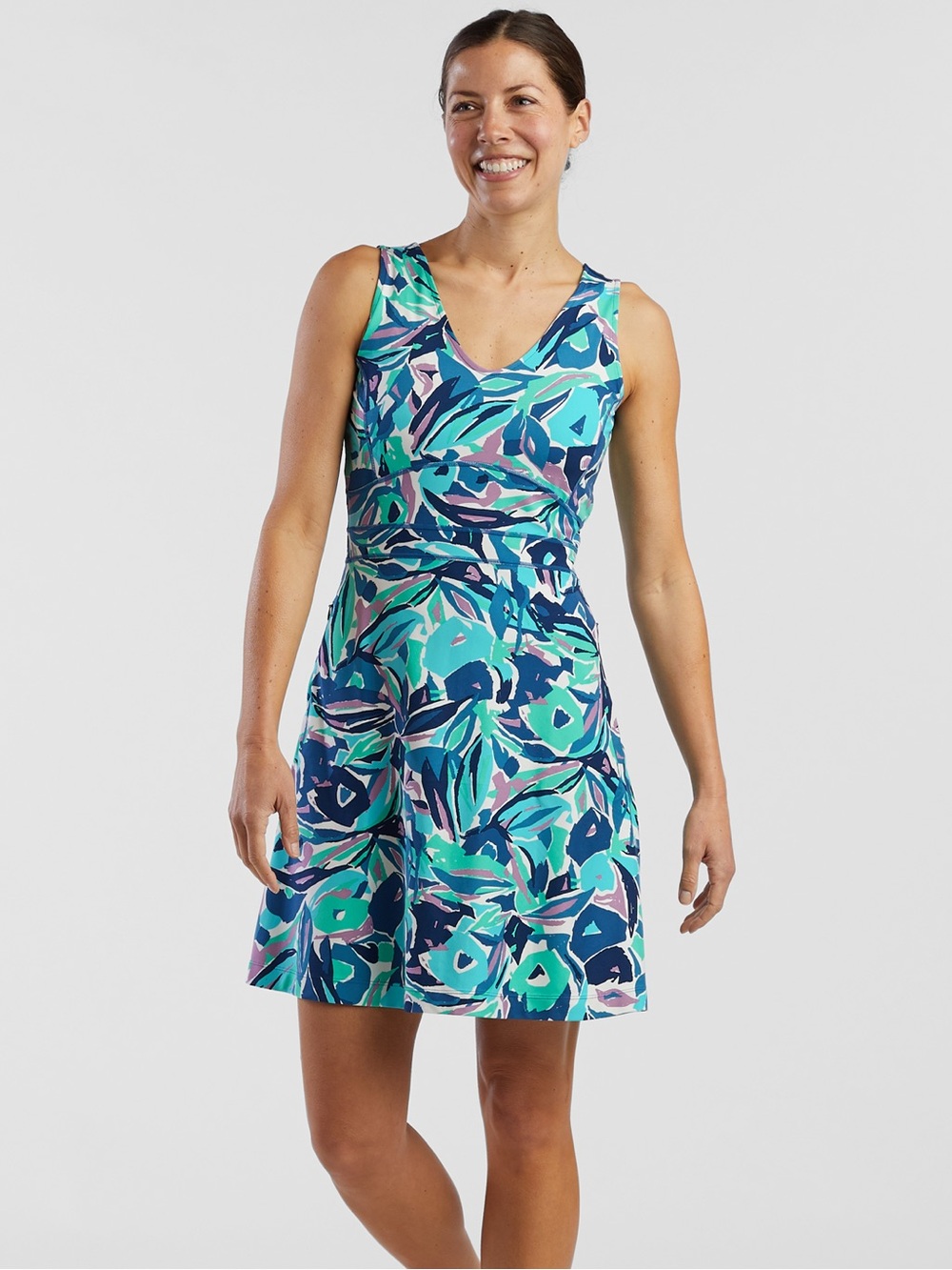 Title Nine Women’s Dream V -Neck  Aalsmeer Active Dress Performance Sporty Blue